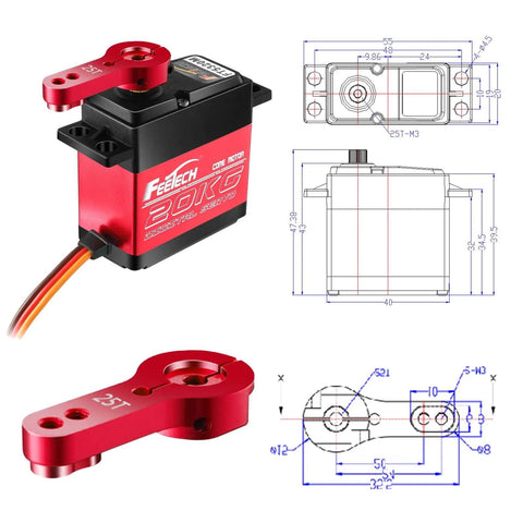 2 Pack 20Kg High Torque RC Servo Motor Waterproof Digital Servo Full Metal Gear Aluminum Case 180 Degree Control diagram