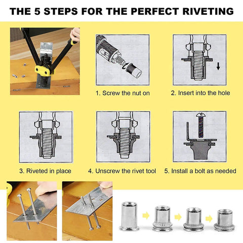 No Sweat 85 Piece Rivet Nuts Kit Featuring 304 Stainless Steel And Zinc Plated Threaded Inserts Built Tough For Automotive Fabrication Comes With A Durable Portable Storage Box For Hassle Free Setup Anytime