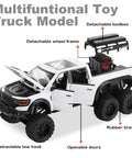 Tough As Nails 1 To 24 Diecast Off Road Pickup Toy Truck With Light And Sound showing detachable toolbox, tow hook, wheel frame.