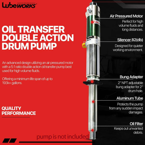 Beefy Heavy Duty Oil Transfer Pump Extension Tube 30 Inch Shaft 42 Millimeter Diameter for Air Powered Pneumatic Pumps