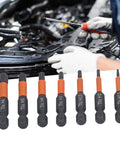 Premium S2 Alloy Steel 7 Piece Hex Drive Kit For Impact Drivers And Electric Drills With Magnetic Slender Waist Design For Tough Jobs Heat Treated To Stop Bending And Wear, 7 bits