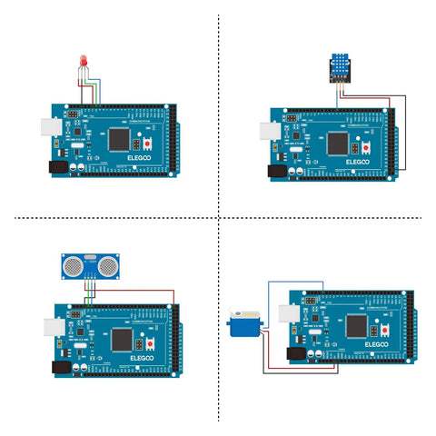 Mega R3 Arduino Starter Kit With 200 Plus Components, LCD1602 Display, GY-521 Sensor, 35 Lesson PDF Tutorial wiring diagrams