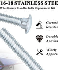 Built Tough As Nails Wheelbarrow Handle Nut And Bolt Replacement Kit Packing 18 Piece Carbon Steel Galvanized Carriage Bolts showing stainless steel bolts.