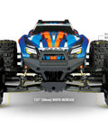Front view of Widemaxx Red Ready To Rip RC Monster Truck With Clipless Body Mount System Delivers 55 Plus MPH Straight From The Box On A 4S LiPo