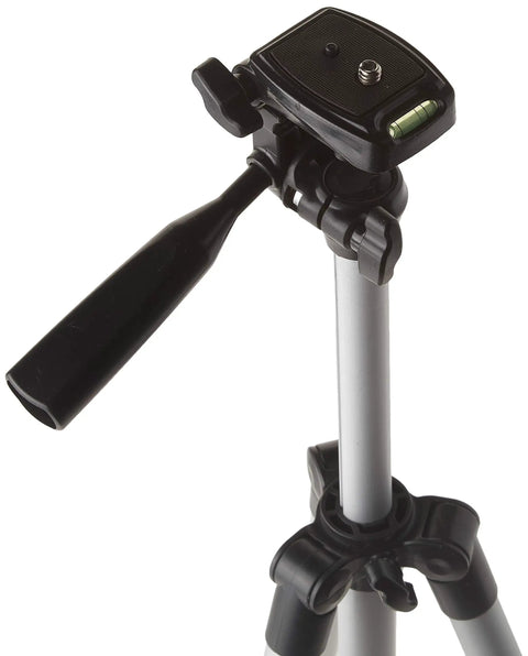 Sturdy 50 Inch Aluminum Tripod For DSLR And Mirrorless Cameras With 3-Way Pan Head, Quick-Release Plate And Bubble Level head close-up