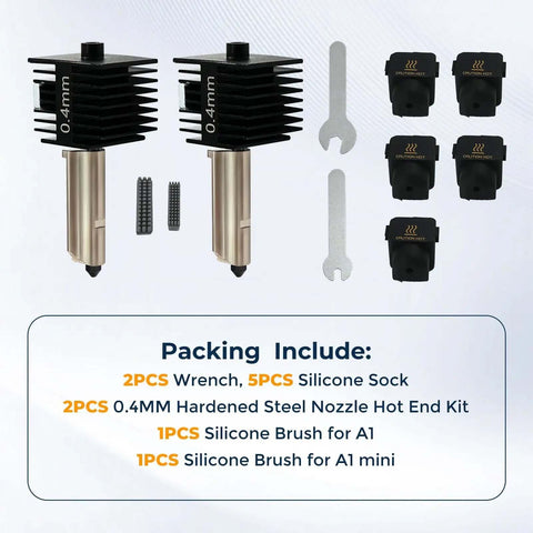 2 Pack A1 Mini A1 Hotend Kit With 0.4mm Hardened Steel Nozzle High Temp Print Head Drop-In Replacement For Bambu Lab A1 And A1 Mini