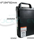 Power Up Your Fleet With This 24 Volt 20 Ah Pallet Jack Truck Battery in black, dimensions 344x194x82mm.