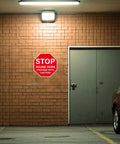 5 Pack Stop Noise Sign Proceed With Caution Traffic Floor Sticker 17 By 17 Inches Anti Slip Self Adhesive Vinyl Waterproof Signage installed on brick wall