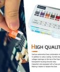 Hella Reliable 120 Piece Mini Blade Automotive Fuse Assortment Kit With Bright Color Coding And Ultra Heavy Duty Connector Clips For Cars Trucks Vans And Suvs, showing an orange mini fuse being installed.