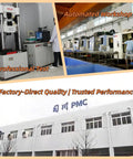 Automated workshop and professional testing at PMC factory showcasing quality control processes in a manufacturing facility.
