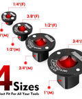 Low Profile Impact Socket Adapter Set Four Piece Kit For Tight Spaces Includes 3/8 To 1/2, 1/4 To 3/8, 3/4 To 1, 1/2 To 3/4