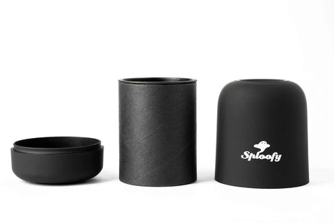 Personal Smoke Air Filter With Replaceable Cartridges for ultimate odor control disassembled showing black components