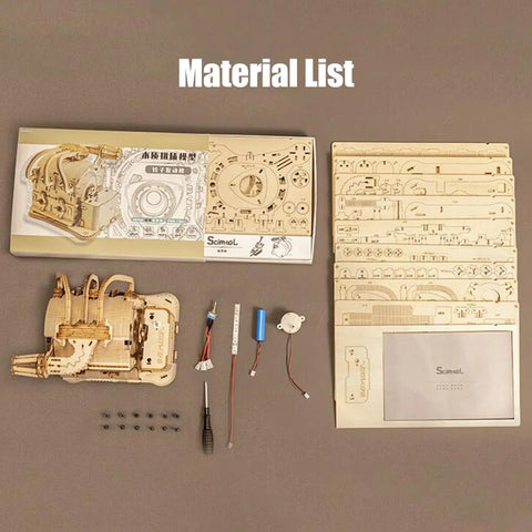 Hands On 3D Wooden Puzzle Engine Kit With 230 Piece Rotary Engine Build For Adults And Enthusiasts, Dope Functional Mechanical Model With Dynamic Motion, Educational STEM Project For Curious Hobbyists, wooden parts layout
