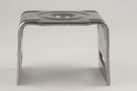 Stainless Steel Bull's Eye Sign Mounting Brackets With Straight Leg shown from side angle without bolt and washer