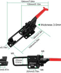 Four Pack Heavy Duty Toggle Clamps With 700 Pound Capacity GH431 Adjustable U Bolt Self Locking Quick Release Latch Clamp Black dimension overview