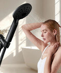 Heavy Duty Handheld Shower Head Holder Mount With Adjustable Arm And Brass Swivel Ball Joint, Premium ABS Bracket, Black Finish, No Fuss Install, Built To Handle High Water Pressure And Securely Connect Hose And Arm, handheld shower spray in bathroom