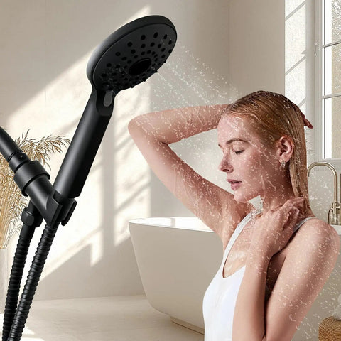 Heavy Duty Handheld Shower Head Holder Mount With Adjustable Arm And Brass Swivel Ball Joint, Premium ABS Bracket, Black Finish, No Fuss Install, Built To Handle High Water Pressure And Securely Connect Hose And Arm, handheld shower spray in bathroom
