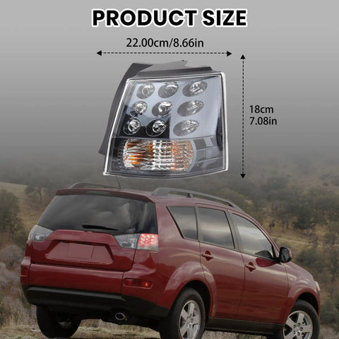 Mitsubishi Outlander EX Right Side Tail Light Assembly For 2007 2008 2009 2010 2011 2012 2013 Outer Brake Lamp, Size Display