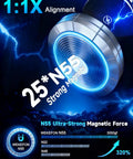 MagSafe Car Mount Charger With 15W Fast Wireless Charging Magnetic Phone Holder showcasing 25 N55 strong magnets.