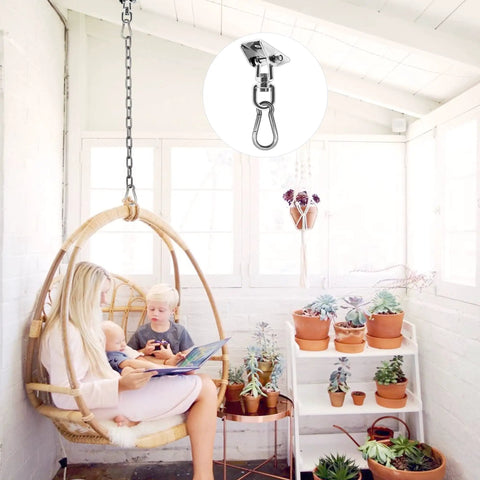 Heavy Duty Hammock Hanging Kit With 39 Inch Swing Chain 1000 Lb Capacity 360 Degree Swivel in indoor setting