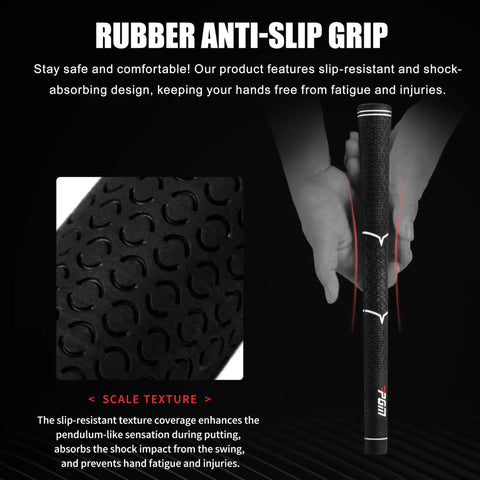 Close-up of rubber anti-slip grip on 35 Inch Right Handed Golf Chipper With 32 Degree Loft, Game Changing Short Game Wedge And Putter For Men And Women