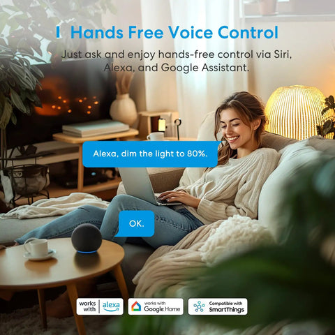 Woman using Smart Dimmer Switch Single Pole 2 Pack With HomeKit Alexa Google Assistant And SmartThings 2.4GHz WiFi