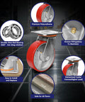 Heavy Duty Industrial Caster Wheels With 5000 Pound Capacity Polyurethane Treads And Cast Iron Cores Swivel Plate showcasing premium materials and features.