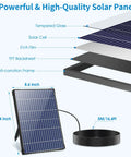Cross-section of 12W Solar Fountain Pump with 160 GPH Flow Adjustable for Ponds and Water Features includes 16.5 ft cord and PVC tubing