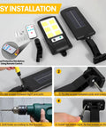 Easy installation guide for Outdoor Solar Motion Sensor Flood Lights 6000 Lumens 120 LED 3 Modes Waterproof Wall Lamp 4 Pack