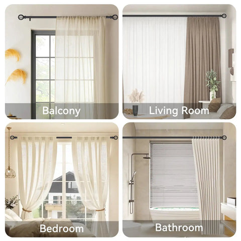 Super Strong Heavy Duty Black Curtain Rods For Windows Adjustable From 28 To 48 Inches 5/8 Inch Diameter Premium Metal Drapery Rod