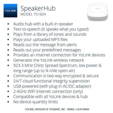 SpeakerHub for All-In-One Smart Home Water Leak Starter Kit With SpeakerHub And Leak Sensors, LoRa Powered Quarter Mile Range