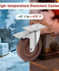 5 Inch Heavy Duty Casters Set Of 4 With Brakes 2400 Lbs Capacity High Temperature Glass Filled Nylon Wheels For Workbenches And Industrial Carts Heat Resistant From Minus 40 F To 475 F Durable Castors For Rough Environments in a frozen and industrial setting
