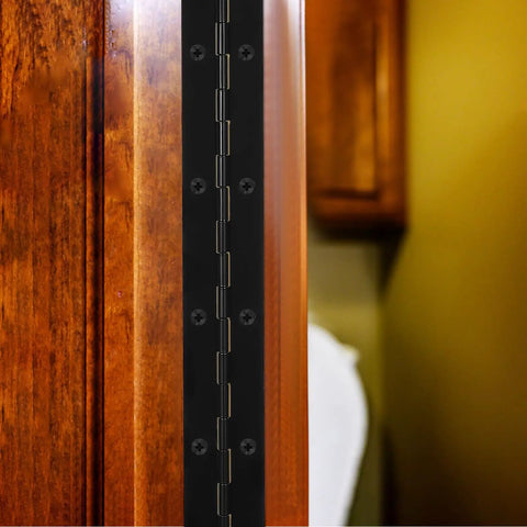 Heavy Duty Metal Piano Hinge Set With Screws For Wood Cabinet Doors And Pianos, Wear Resistant Black Iron Long Hinges on cabinet
