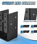 Concealed Joist Hangers Kit For 2x4 Outdoor Deck Framing Black Powder Coated Q235B Steel Concealed Mount Flanges close-up view