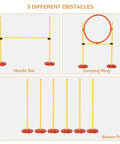 Dog Agility Training Kit Outdoor Obstacle Course Starter Set With Hoop, Hurdle, Weave Poles And Carrying Bag Adjustable Jump Heights
