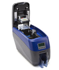 Inside view of dual sided ID card printer with automatic feeding for no stress badge creation and solid anti fraud shields.