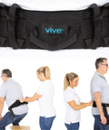 Gait Belt With 7 Padded Grab Handles For Safe Patient Lifts And Easy Transfers 350 Lb Capacity in use for patient support.