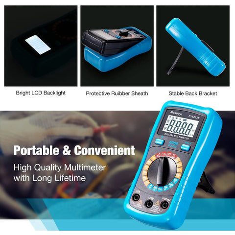 All In One Cable Tester And Line Finder With Probe Tone For RJ45 And RJ11 Cables in a blue protective rubber sheath shown in product collage