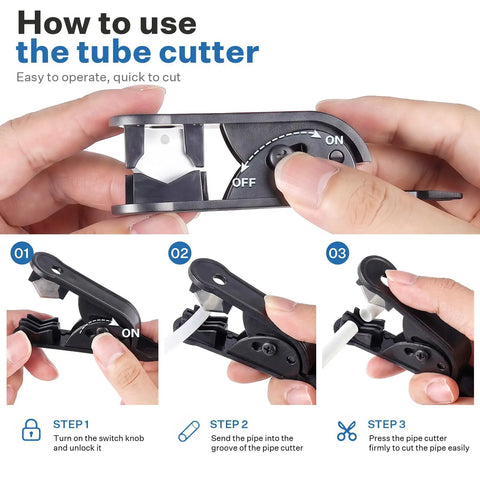 Instructions on using pipe cutter for Fridge Water Line Kit 32.8 ft One Quarter Inch OD NSF Certified LLDPE Tubing with fittings