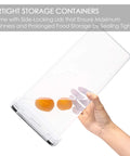 Hand holding 4 Pack 2.8L Airtight Food Storage Container with Lid, demonstrating BPA-free canister for spaghetti, flour, and pantry use.