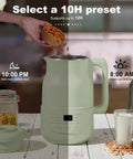 Next Level 40oz Nut Milk Maker Blender Two Pack with preset timer displaying almond preparation, green plant-based blender design.