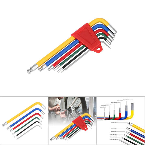 Super Cool Keenso 6 Piece Color Coded Bike Tools Set With Long Arm Internal Hex Allen Wrenches Made From Durable Aluminum Alloy For Easy Grip Bicycle Repair And Home Shop Maintenance Tasks That Are A Total Breeze To Handle Everyday.. color coded hex wrench set with red holder