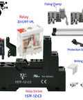 Compact 24V AC Power Relay, 12 Amp SPDT With Test Button, Indicator Light, Socket Base for DIN Rail Systems, 5 Pin Configuration