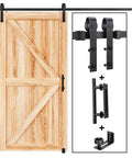 EaseLife Eight Foot Sliding Barn Door Track And Hardware Kit With Basic J Pulley For Smooth Quiet Operation And Easy Installation For 40 To 48 Inch Wide Single Doors Includes Eight Foot Track Kit And Black Powder Coated Steel Hardware.