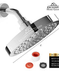 Deluxe Chrome Rainfall Shower Head With 6 Inch Diameter, High-Pressure Jets, Anti-Clog Silicone Nozzles, 2.5 GPM Flow
