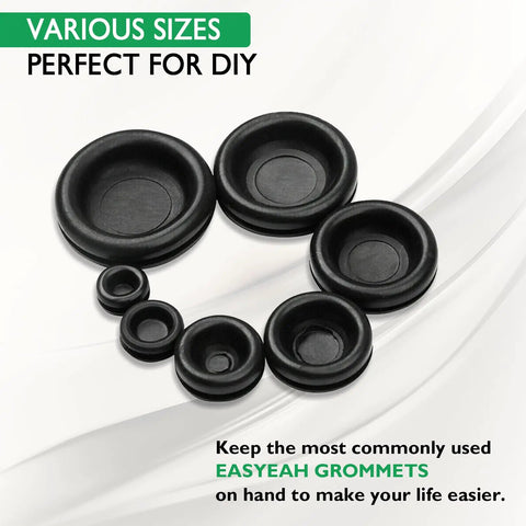 Pro Grade Rubber Grommets Kit For Automotive Wiring, assortment of various sizes 0.25 to 1 inch, firewall hole plugs