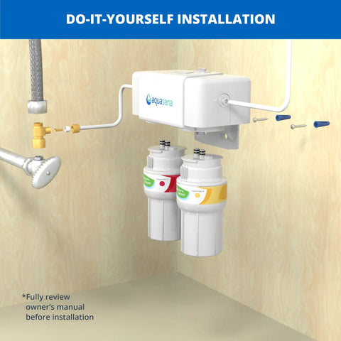 Under Sink Water Filter System That Cleans Your Tap Water Fast Reduces Lead And PFAS Chlorine Pesticides And 78 Contaminants With Two Stage Filtration And Claryum Tech Keeps Minerals And Delivers High Flow For Easy Under Counter Install With Chrome Faucet shown installed.