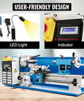 7 Inch Benchtop Metal Lathe Machine With 550W Motor And Up To 2250 Rpm Speed with LED light and speed indicator.