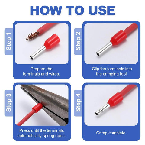 How to use 200 Pcs Wire Ferrule Connectors VE0510 24 AWG Copper Crimp Ferrules Terminals in electrical projects.