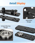 Concealed Pivot Hinge for Secret Doors, 570 lb load, 360° silent rotation, heavy-duty hardware detail display, adjustable, unique bearing